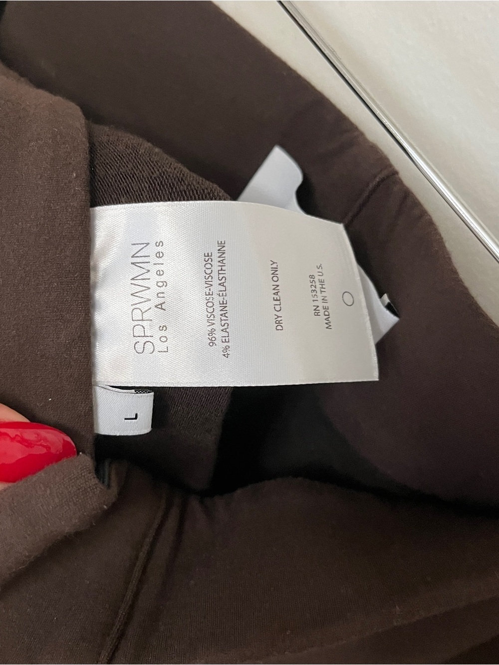 SPRWMN wide leg yoga pant trouser in chocolate brown size large - Picture 4 of 6